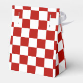 Geruite vierkanten rood wit geometrische retro bedankdoosjes (Achterkant)