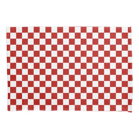 Geruite vierkanten rood wit geometrische retro kussensloop (Voorkant)