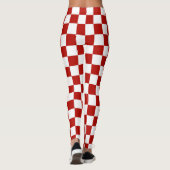 Geruite vierkanten rood wit geometrische retro leggings (Achterkant)