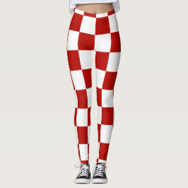 Geruite vierkanten rood wit geometrische retro leggings