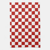 Geruite vierkanten rood wit geometrische retro theedoek (Verticaal)