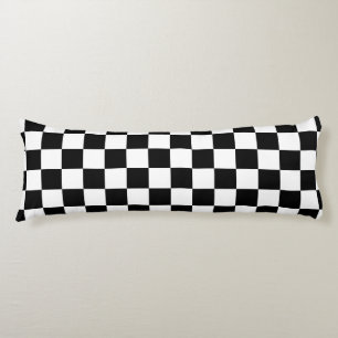 Geruite vierkanten zwart en wit geometrisch retro lichaamskussen