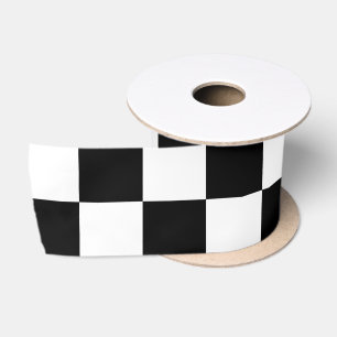 Geruite vierkanten zwart en wit geometrisch retro lint