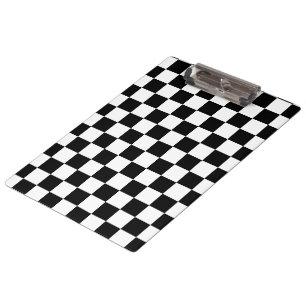 Geruite vierkanten zwart-wit geometrische retro klembord