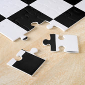 Geruite vierkanten zwart-wit geometrische retro legpuzzel (Zijkant)