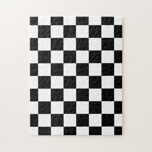 Geruite vierkanten zwart-wit geometrische retro legpuzzel (Verticaal)