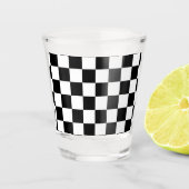 Geruite vierkanten zwart-wit geometrische retro shot glas (Voorkant)