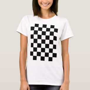 Geruite vierkanten Zwart-wit geometrische retro T-shirt