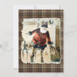 Geruite vintage Kerstman Kaart