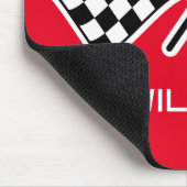 Geruite vlag Aangepaste naam Racing Rood Muismat (Hoek)