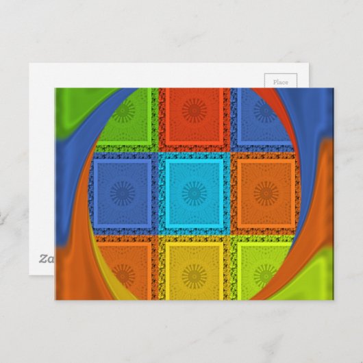 Geruite Whirl Art Print Briefkaart (Voorkant / Achterkant)