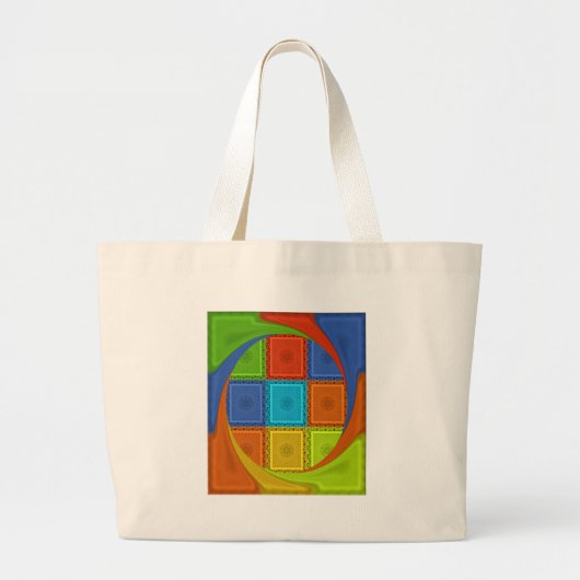 Geruite Whirl Art Print Grote Tote Bag (Voorkant)