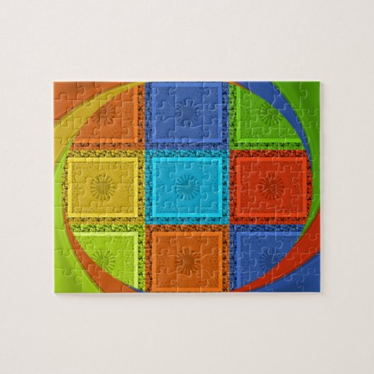 Geruite Whirl Art Print Legpuzzel (Horizontaal)