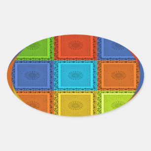 Geruite Whirl Art Print Ovale Sticker