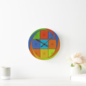 Geruite Whirl Art Print Ronde Klok (Huis)
