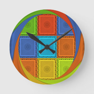 Geruite Whirl Art Print Ronde Klok