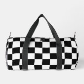 Geruite zwart-wit geometrische retro Monogram Plunjezak (Achterkant)