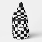 Geruite zwart-wit geometrische retro Monogram Sling Bag (Voorkant)