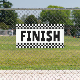 Geruite zwart-witte finishlijn voor races spandoek