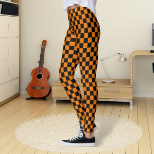 Geruite Zwarte en Oranje Leggings