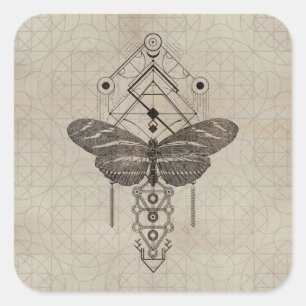 Gesacred Geometry Zebra Longwing Butterfly Vierkante Sticker