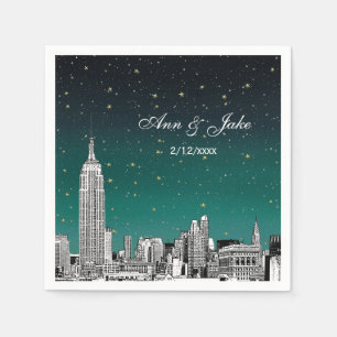 Geschaafde NYC Silhouette Tinten van Teal Sterrenb Servet