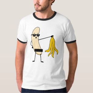 Geschaalde banaan – Grappige banaan striptease T-shirt