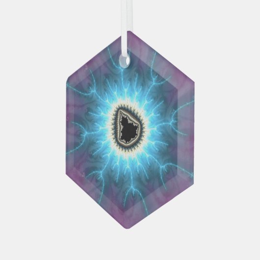 Geschakeld op Mandelbrot die Fractal Abstract toon Glas Ornament (Voorkant links)