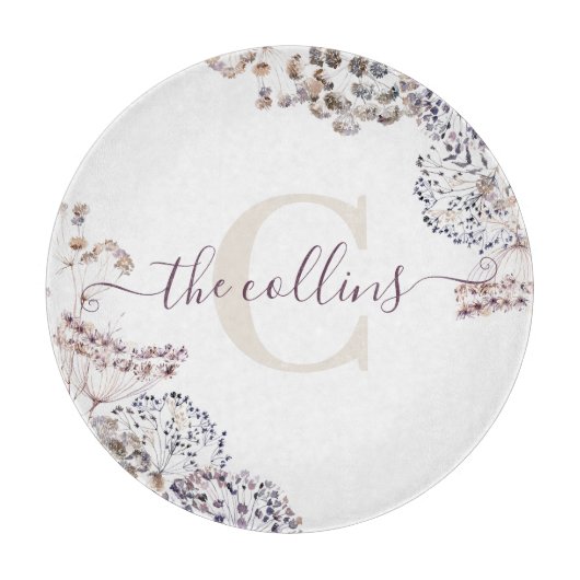 Geschenk gesneden plank met gedroogde bloemen en m snijplank (Voorkant)