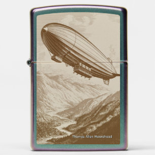 Geschenk met de naam op een vintage luchtballon lu