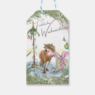 Geschenkanhänger Weihnachtsmotiv mit Pferd Cadeaulabel