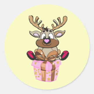  Geschenkaufkleber Rentier Ronde Sticker
