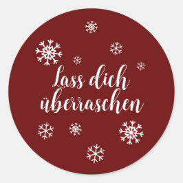 Geschenkaufkleber - Schneesterne - dunkelrot Ronde Sticker