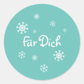 Geschenkaufkleber - Schneesterne - türkis Ronde Sticker (Voorkant)