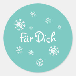 Geschenkaufkleber - Schneesterne - türkis Ronde Sticker