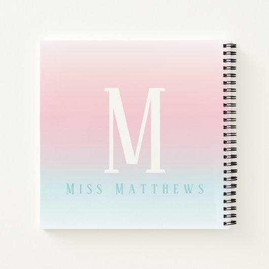 Geschenkbedrag pastelregenboognaadleraar notitieboek (Achterkant)