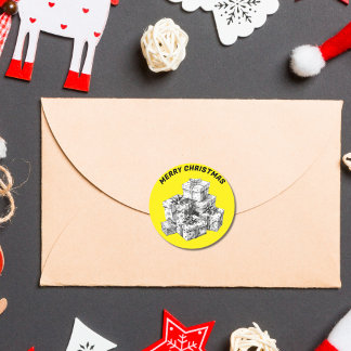  geschenkdozen Neon Yellow Ronde Sticker