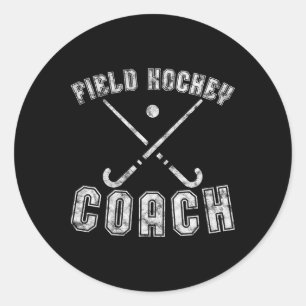 Geschenken voor veldhockeycoach in distressed veld ronde sticker