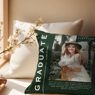 Geschenkfoto & citaat afstudeergeschenk groen kussen