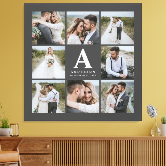 Geschenkje voor multi-foto monogram bruiloft canvas afdruk (Insitu (Woonkamer))