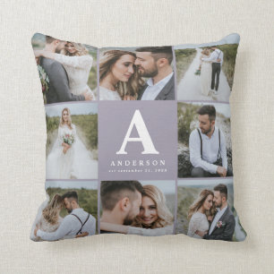 Geschenkje voor multi-foto monogram bruiloft kussen