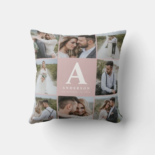 Geschenkje voor multi-foto monogram bruiloft kussen (Achterkant)