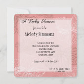 Geschetst roze bloemig Baby shower Kaart (Achterkant)