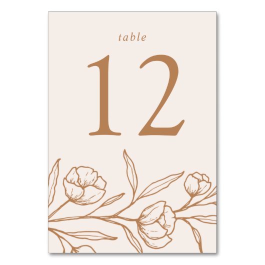 Geschetste amandel en koper bloemenbruiloft kaart (Voorkant)