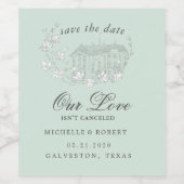  geschetste bloemen opslaan de datum wijn etiket (Enkel label)