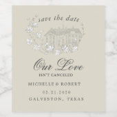  geschetste bloemen opslaan de datum wijn etiket (Enkel label)