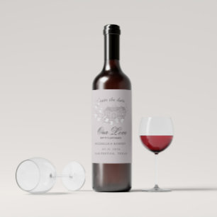 geschetste bloemen opslaan de datum wijn etiket