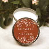 Geschetste bloementerracotta bruiloft ronde sticker