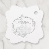 geschetste bloempastel bewaar de datum bedankjes labels (Achterkant)