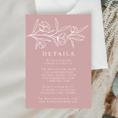 Geschetste Floral Dusty Roos bruiloft details Informatiekaartje